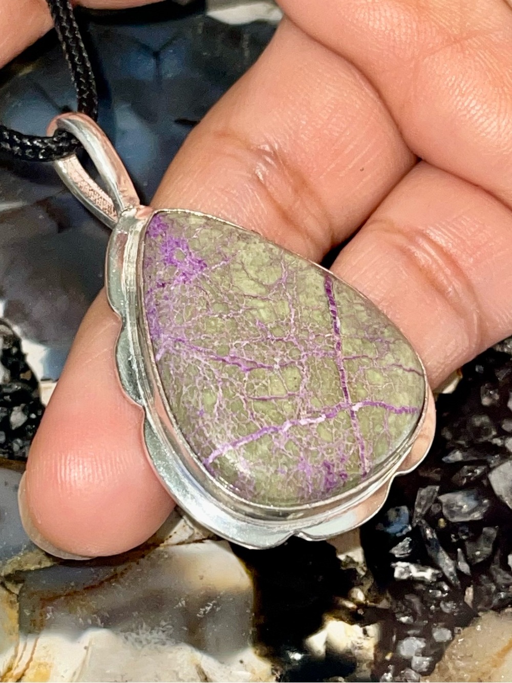 “Peace of Mind Stone” Purpurite Pendant  3 1/2”